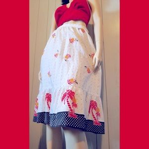 VTG 70s Ship ‘N Shore Tropical Print Ruffle Skirt
